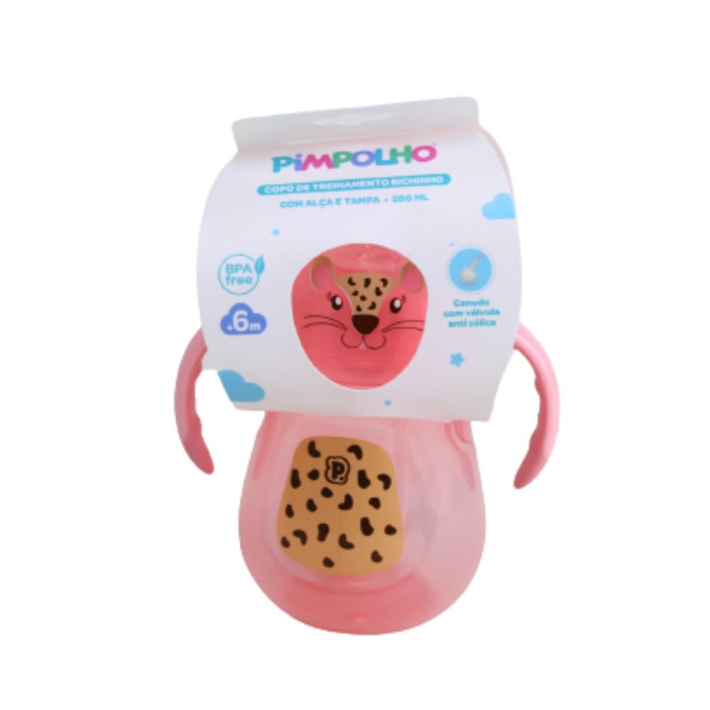 Prato Giratório + Copo Infantil 360° Não Derrama Rosa - Shop Macrozao