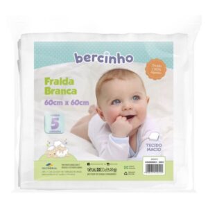 Fralda De Pano Bercinho C/5 Branca/Lisa 32002-011