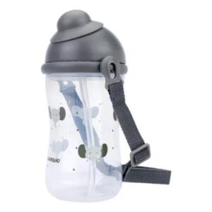 Garrafa c/ Canudo Retrátil Pimpolho Neutro Cinza/Elefante 400ml 98031