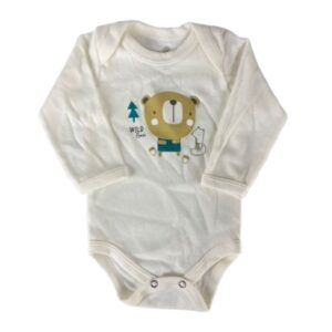 Body Manga Longa Doctor Baby Masculino Off White/Urso 01-410