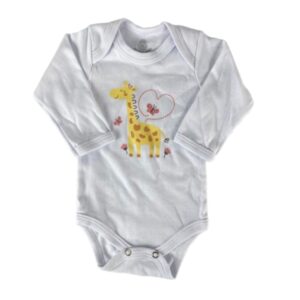 Body Manga Longa Doctor Baby Feminino Branco/Girafa 01-447