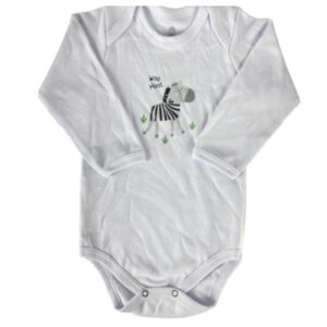 Body Manga Longa Doctor Baby Masculino Branco/Zebra 01-406