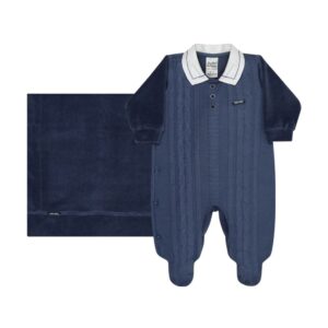 Saída Maternidade Trico Azul Marinho Plush 120975