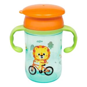Copo De Treinamento 360 Buba Zoo +12m C/Alça Removível 300ml Masculino Verde/Leão 17007