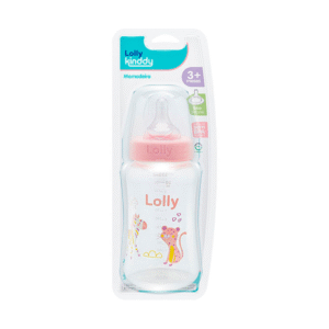 Mamadeira Lolly Kinddy 330ml +3m Rosa Zebra 11065-01