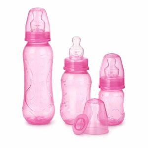 Kit com 3 Mamadeira Kuka Bico Ortodôntico Rosa Lisa