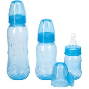 Kit com 3 Mamadeira Kuka Bico Redondo Azul Liso - 3171