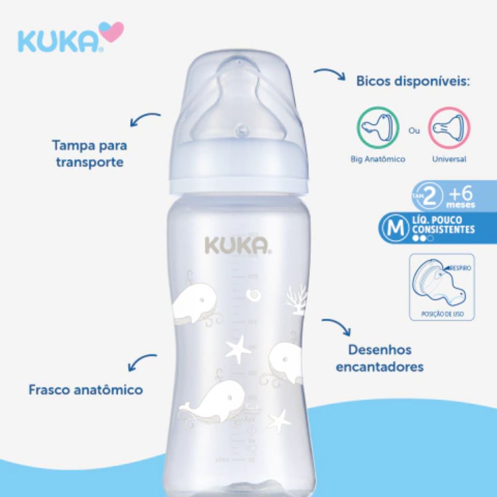 Mamadeira Kuka Essential Big Bico Ortodôntico Branco 330ml - Imagem 2