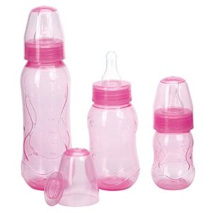 Kit com 3 Mamadeira Kuka Bico Redondo Aquarela Rosa Lisa