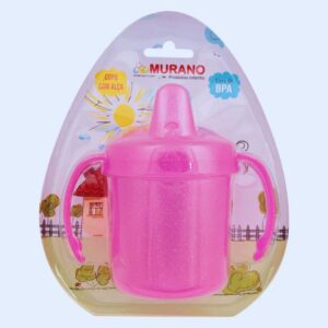 Copo com Alça Murano 200ml Rosa Glitter